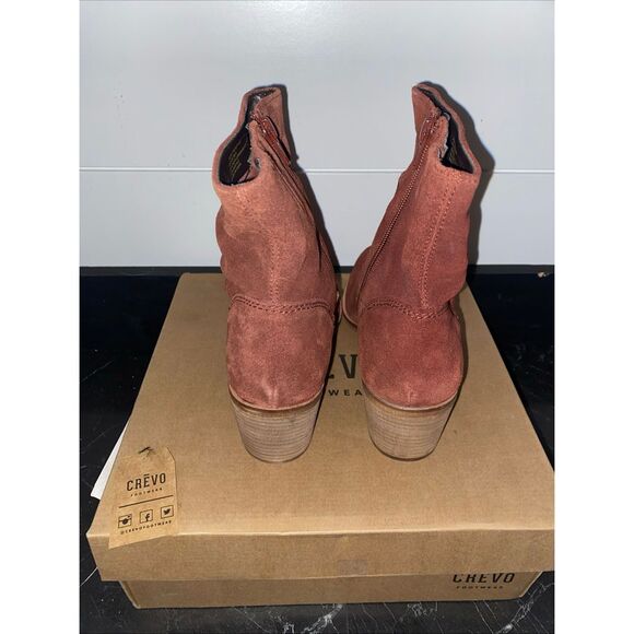 Crevo Mid Calf Brick Red Suede Leather Boots Size 8.5 NWB - Picture 3 of 8